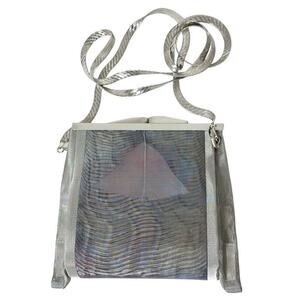 Bo's Art Los Angeles Small Metal Mesh Purse Pink Feathers Handmade OOAK